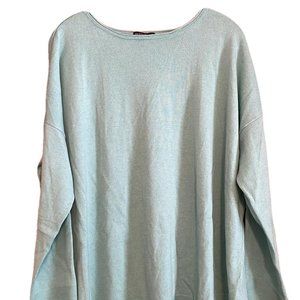 Eileen Fisher Knit Tunic Stretch Women's Wool Sweater Seafoam Blue Large